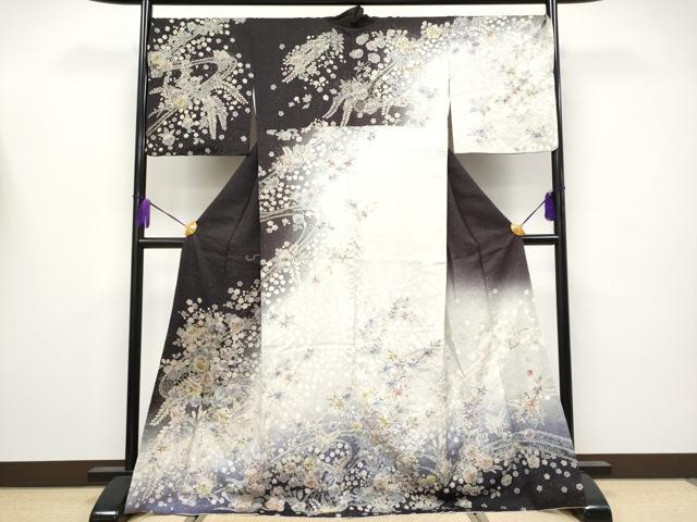 平和屋本店●極上 吉乃一廉 幻の辻が花 訪問着 寿光織 絞り 暈し染め 銀通し地 逸品 CYAA4135s6