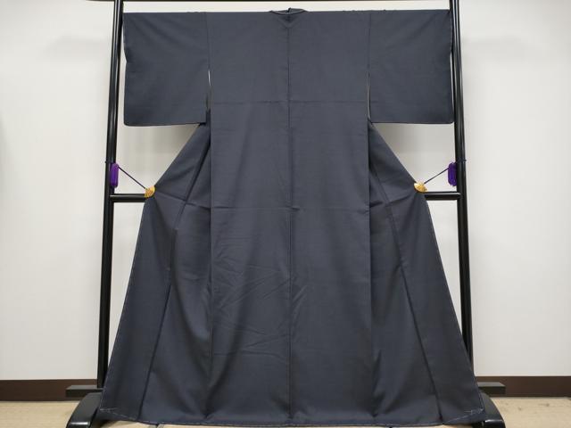 平和屋着物●極上 結城紬 色無地 濃紺地 証紙付き 逸品 未使用 CYAA4157s6