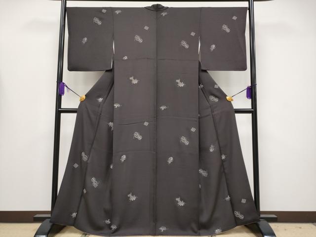 平和屋着物●極上 印傳 小紋 宝尽くし 赤墨色地 逸品 CYAA4161s6