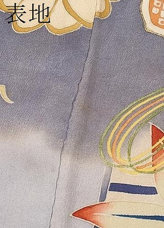 平和屋着物●極上 アンティーク 大正ロマン 振袖 駒刺繍 貝桶檜扇草花文 薄鼠色地 逸品 CYAA4168s6