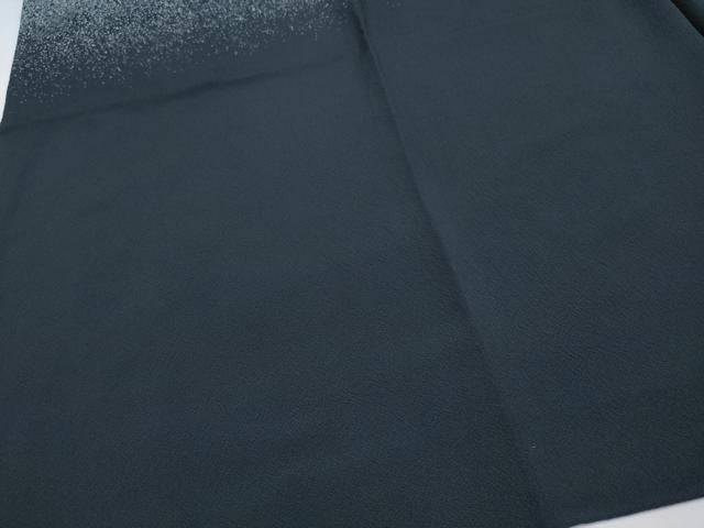 平和屋着物#極上 コート作家 三本賢 道中着 ロング丈 あられ文 たたき染め 濃紺地 衿付き 逸品 CYAA4170s6
