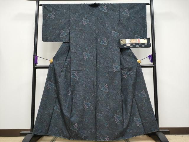 平和屋着物●極上 都喜ヱ門 本場大島紬 泥染め 蔦の葉花文 藤絹織物謹製 証紙付き 逸品 未使用 CYAA4172s6
