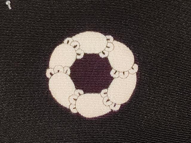 平和屋本店●極上 アンティーク 大正ロマン 振袖・長襦袢セット 駒刺繍 御所車枝花文 黒地 金彩 逸品 CYAA4181s6