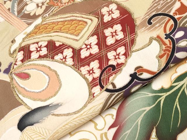 平和屋本店●極上 アンティーク 大正ロマン 振袖・長襦袢セット 駒刺繍 宝船 暈し染め 金糸 逸品 CYAA4182s6