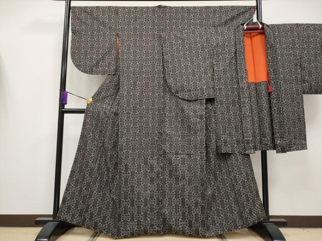 平和屋着物●希少 本場大島紬 龍郷絣 秋名バラ アンサンブル 逸品 CYAA4189s6