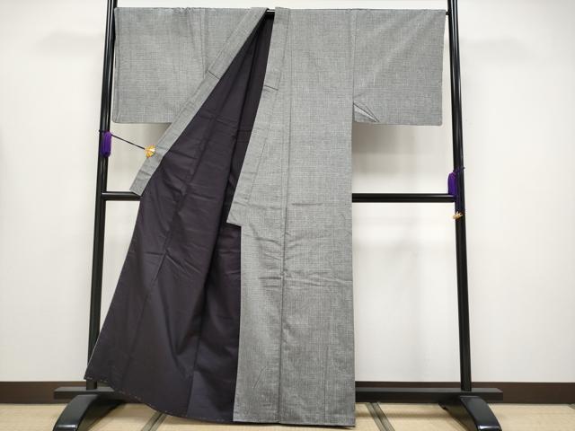 平和屋本店●極上 男性 紬 アンサンブル キングサイズ 薄墨色地 逸品 未使用 CYAA4195s6