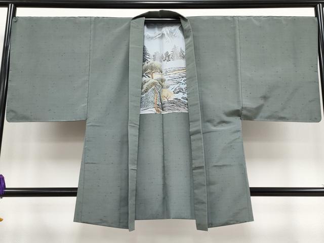 平和屋着物●極上 男性 紬 アンサンブル 色無地 豆がら茶色地 逸品 CYAA4197s6