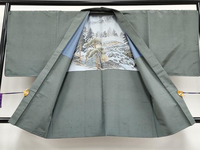 平和屋着物●極上 男性 紬 アンサンブル 色無地 豆がら茶色地 逸品 CYAA4197s6