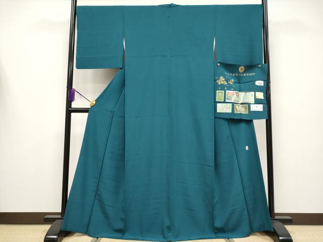 平和屋着物●極上 色無地 皇室献上絹 小忌染 高麗納戸色 今上天皇陛下大賞祭謹製 反端付き 逸品 CYAA4215s6