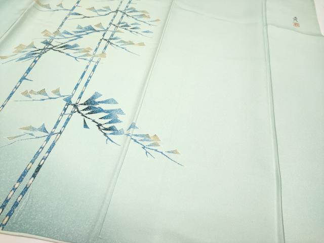 平和屋着物●極上 訪問着 友禅 作家物 枝松文 暈し染め 柳鼠色地 逸品 未使用 CYAA4229s6