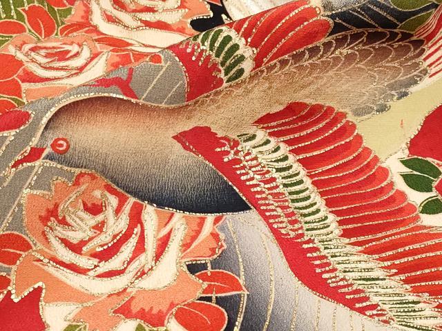 平和屋本店●極上 アンティーク 大正ロマン 振袖 駒刺繍 花鳥文 金銀彩 逸品 CYAA4233s6
