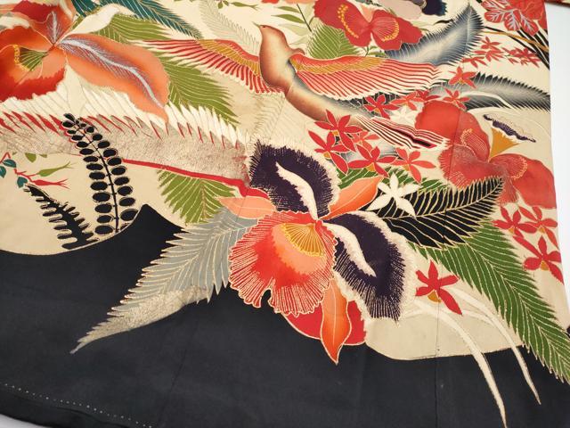 平和屋本店●極上 アンティーク 大正ロマン 振袖 駒刺繍 花鳥文 金銀彩 逸品 CYAA4233s6