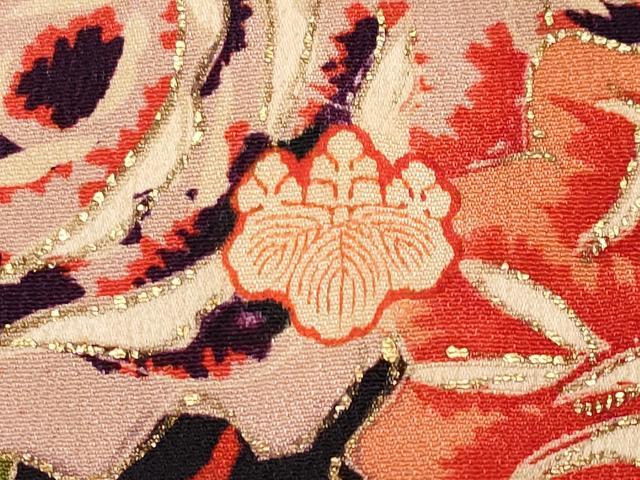 平和屋本店●極上 アンティーク 大正ロマン 振袖 駒刺繍 花鳥文 金銀彩 逸品 CYAA4233s6