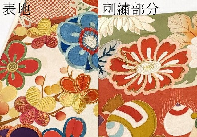 平和屋着物●極上 アンティーク 大正ロマン 振袖 雪輪双鶴花丸文 黒地 金彩 逸品 CYAA4234s6