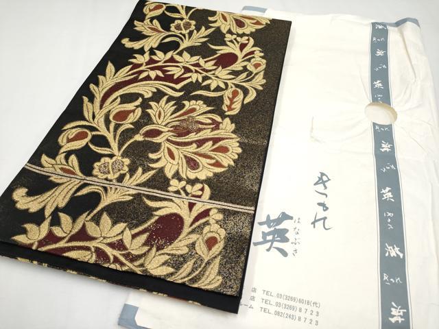平和屋着物●極上 西陣 川島織物 洗える最高級着物 <英>はなぶさ謹製 六通柄 本袋帯 更紗花文 黒地 金銀糸 たとう紙付き 逸品 CYAA4254s6