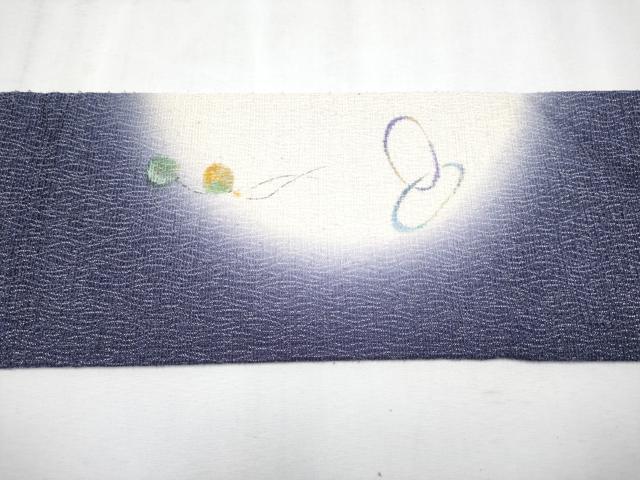 平和屋着物●極上 九寸名古屋帯 作家物 手描き ピエロ 銀通し地 深紫色地 逸品 未使用 CYAA4256s6