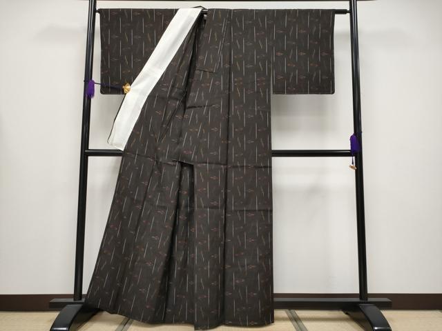 平和屋着物▽極上 国指定重要無形文化財 本場久米島紬 手織 単衣 逸品 未使用 CYAA4279s6