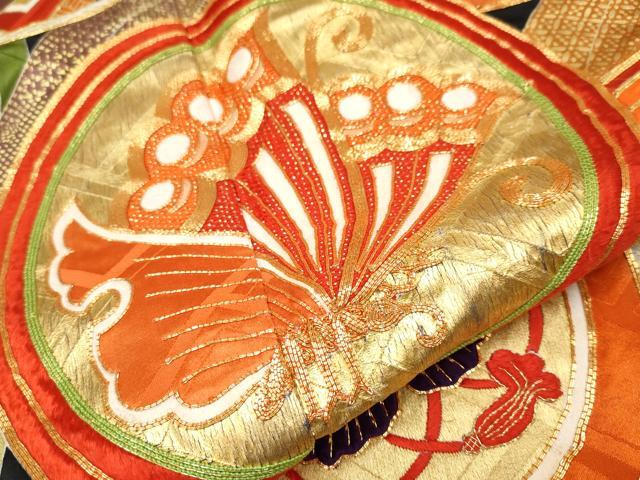 平和屋本店●極上 振袖 駒刺繍 吉祥花蝶丸文 黒地 金彩 逸品 CYAA4280s6