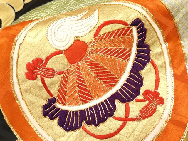 平和屋本店●極上 振袖 駒刺繍 吉祥花蝶丸文 黒地 金彩 逸品 CYAA4280s6