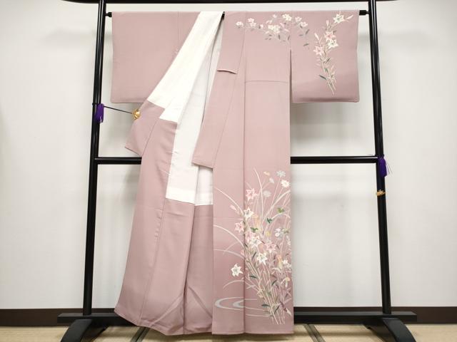 平和屋本店●極上 本加賀友禅作家 坂木末代 訪問着 草花文 暈し染め 珊瑚色地 証紙付き 逸品 CYAA4281s6
