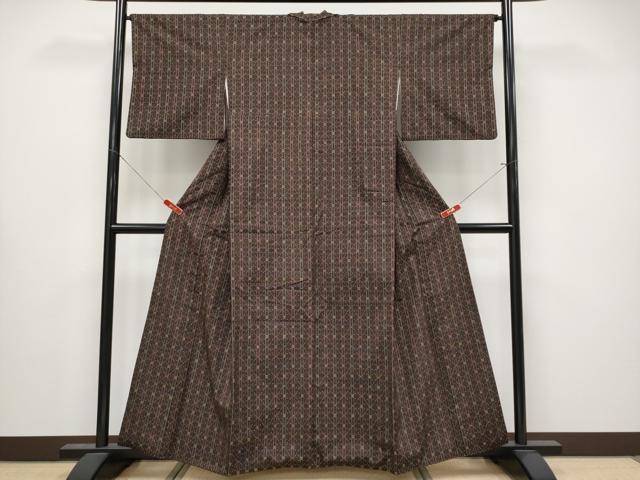 平和屋本店●極上 本場琉球 読谷山花織 紬地 手織 草木染 福地正美作 黒鳶色地 ますいわ屋扱い 証紙付き 逸品 CYAA4284s6