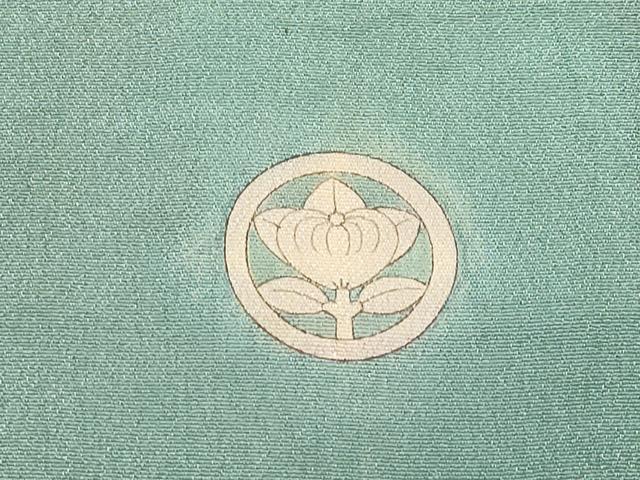 平和屋着物●極上 アンティーク 大正ロマン 振袖 駒刺繍 扇面吉祥花文 金彩 千草色地 逸品 CYAA4288s6
