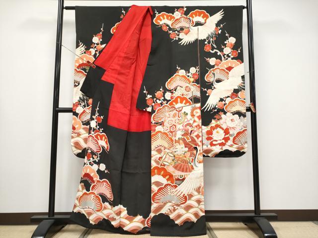 平和屋本店●極上 アンティーク 大正ロマン 振袖 駒刺繍 宝船飛鶴花文 金彩 逸品 CYAA4290s6