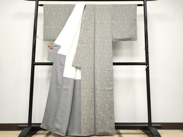 平和屋着物●極上 お召 黄金糸 千鳥 源氏鼠色地 逸品 未使用 CYAA4324s6