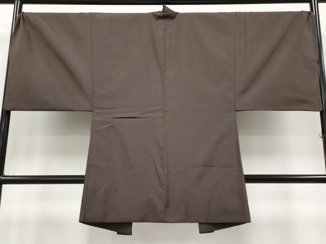 平和屋本店●極上 男性 長羽織 キングサイズ お召地 色無地 赤墨色地 逸品 CYAA4325s6