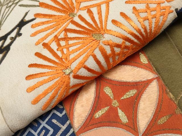 平和屋着物●極上 アンティーク 大正ロマン 振袖 駒刺繍 御所車枝花文 金彩 逸品 CYAA4332s6