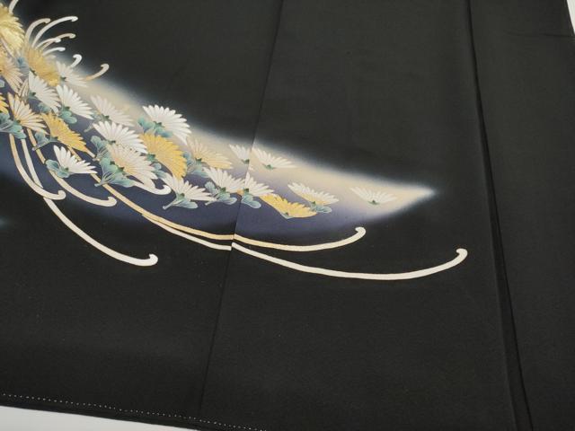 平和屋着物●極上 黒留袖 駒刺繍 乱菊 暈し染め 金銀彩 逸品 CYAA4341s6