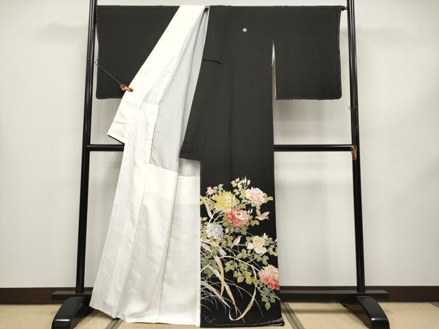 平和屋本店●極上 創業460年・千總 黒留袖 刺繍 花鳥文 金彩 逸品 未使用 CYAA4343s6