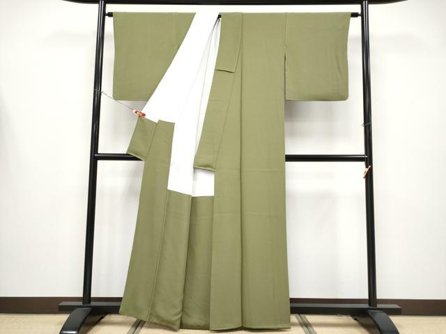 平和屋着物●極上 色無地 海松色 逸品 CYAA4372s6