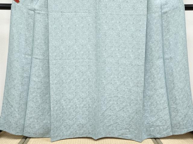 平和屋着物▽極上 色無地 単衣 草花地紋 秘色色地 逸品 CYAA4375s6