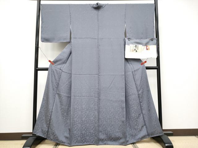 平和屋本店●極上 龍村美術織物 たつむら錦 色無地 幡龍牡丹唐草文 藤煤竹色地 山仙工房 反端付き 逸品 CYAA4376s6
