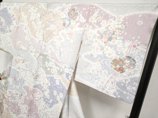 平和屋本店●極上 訪問着 駒刺繍 雪輪枝花文 暈し染め 逸品 CYAA5067s6