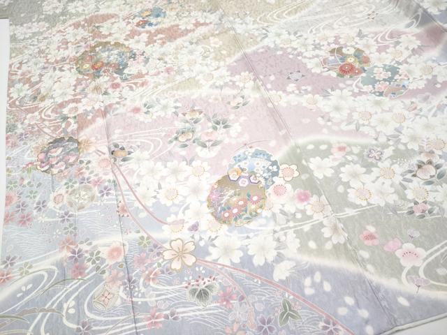 平和屋本店●極上 訪問着 駒刺繍 雪輪枝花文 暈し染め 逸品 CYAA5067s6