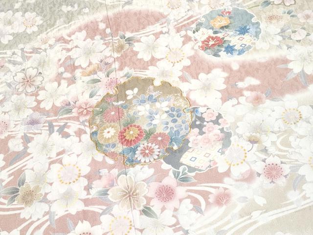 平和屋本店●極上 訪問着 駒刺繍 雪輪枝花文 暈し染め 逸品 CYAA5067s6
