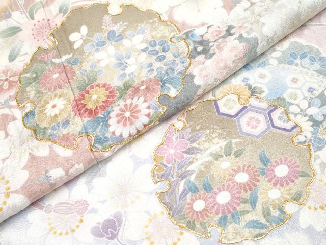 平和屋本店●極上 訪問着 駒刺繍 雪輪枝花文 暈し染め 逸品 CYAA5067s6