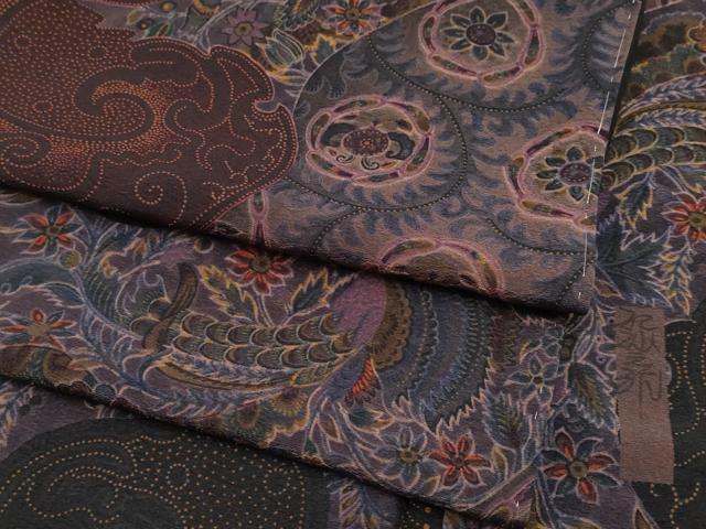 平和屋本店●極上 前田仁仙 仁仙更紗 小紋 花鳥文 逸品 未使用 CYAA4386s6