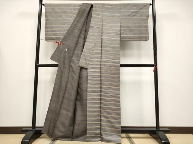平和屋本店●極上 インド・アッサム 野蚕糸工房 手織 ムガシルク 横段文 証紙付き 逸品 CYAA4387s6