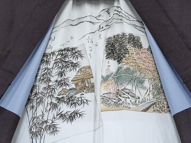 平和屋本店●極上 男性 本場結城紬 重要無形文化財 アンサンブル 色無地 黒紅色地 逸品 CYAA4395s6