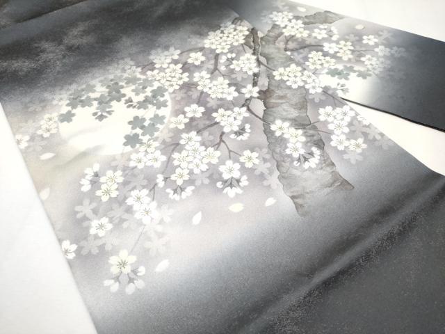 平和屋着物●極上 洛楽人工房 九寸名古屋帯 満月に桜 銀通し地 濃紺地 逸品 未使用 CYAA4410s6