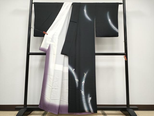 平和屋本店●極上 巨匠 前田華清 手描き 訪問着 カラー 暈し染め 黒地 逸品 CYAA4427s6