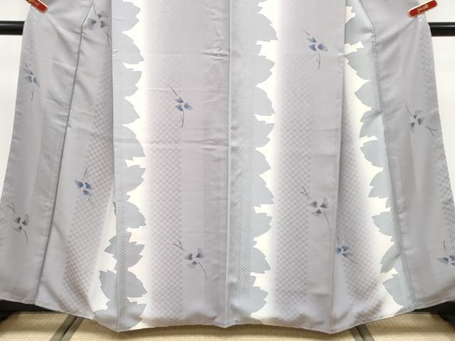 平和屋着物●極上 小紋 手描き 枝葉文 シルエット 暈し染め 逸品 未使用 CYAA4429s6