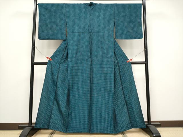 平和屋着物▽極上 お召 単衣 ドット柄 黒地 逸品 CYAA4438s6