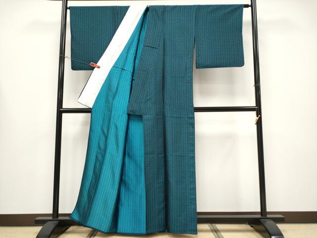 平和屋着物▽極上 お召 単衣 ドット柄 黒地 逸品 CYAA4438s6