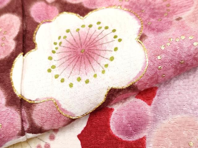 平和屋着物●極上 振袖 駒刺繍 枝桜文 暈し染め 金彩 茜色地 反端付き 逸品 CYAA4459s6