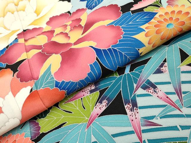 平和屋本店●極上 振袖 友禅 作家物 草花文 黒地 逸品 CYAA4481s6