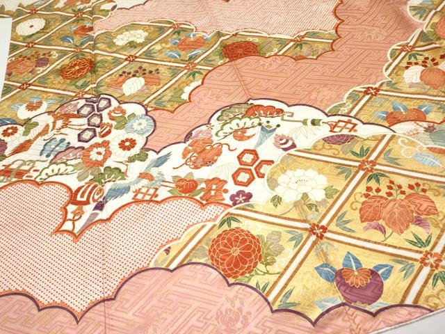 平和屋本店●極上 十日町老舗ブランド 吉澤友禅 吾妻徳穂 振袖 駒刺繍 飛鶴吉祥文 金彩 宍色 ますいわ屋扱い 逸品 CYAA4483s6